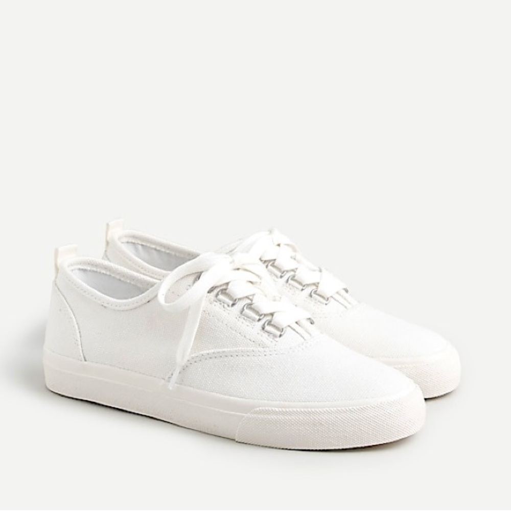 J. Crew Harbor Sneaker in White Canvas